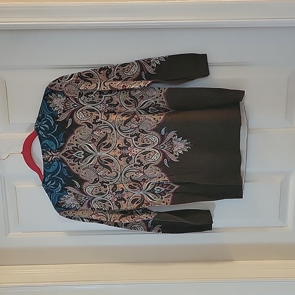 Talbots teal and olive Paisley Print Women's Top small - Picture 5 of 5